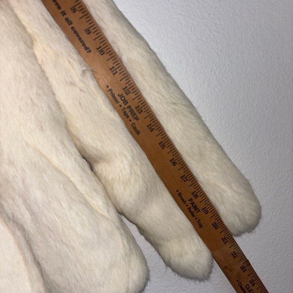 Vintage Genuine Rabbit Fur Coat Cream/ White Colored Size 6 - Picture 10 of 11